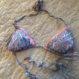 Lilly Pulitzer Pink & Blue Shell Print Bikini Top